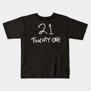 Hand Drawn Letter Number 21 Twenty One Kids T-Shirt